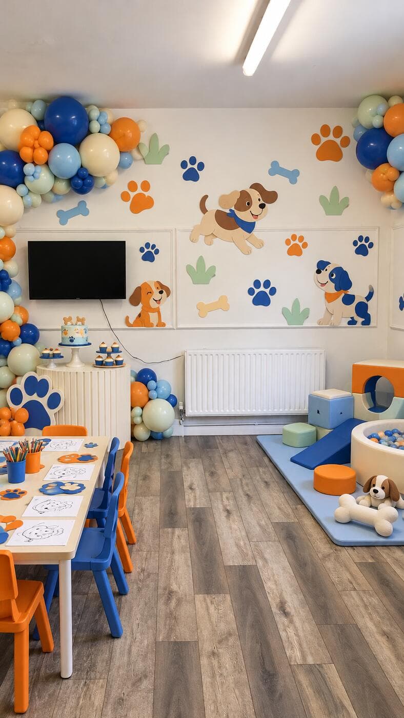 Design concept for a puppy play party party at Deronda Hall