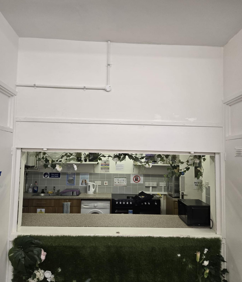 The serving hatch during its improvement