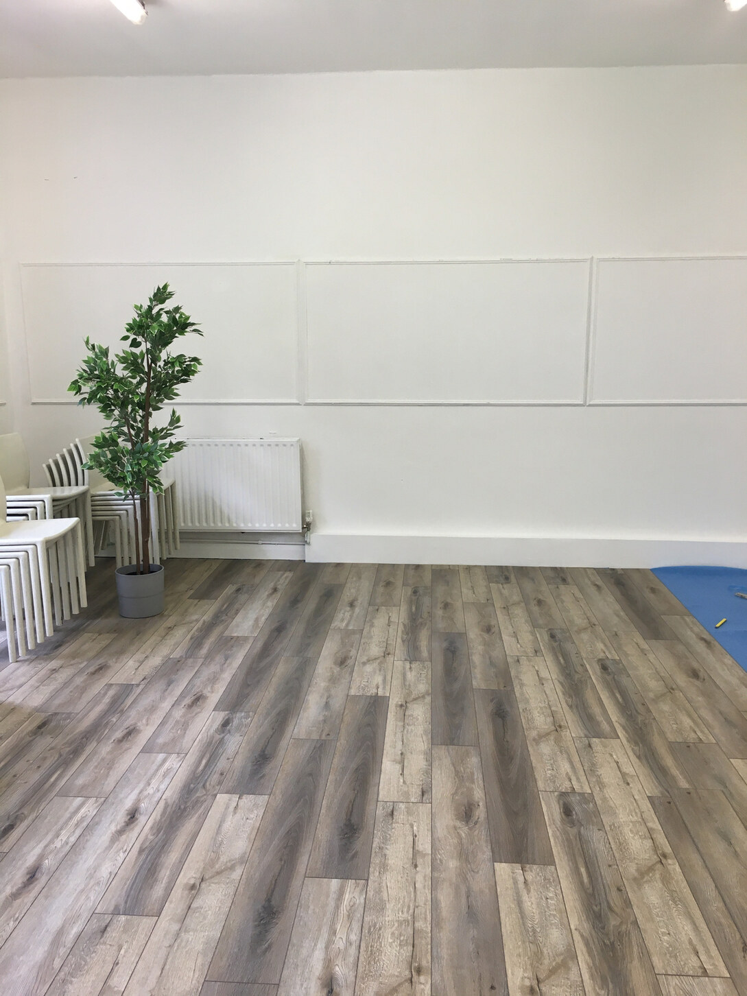 New flooring in the main hall