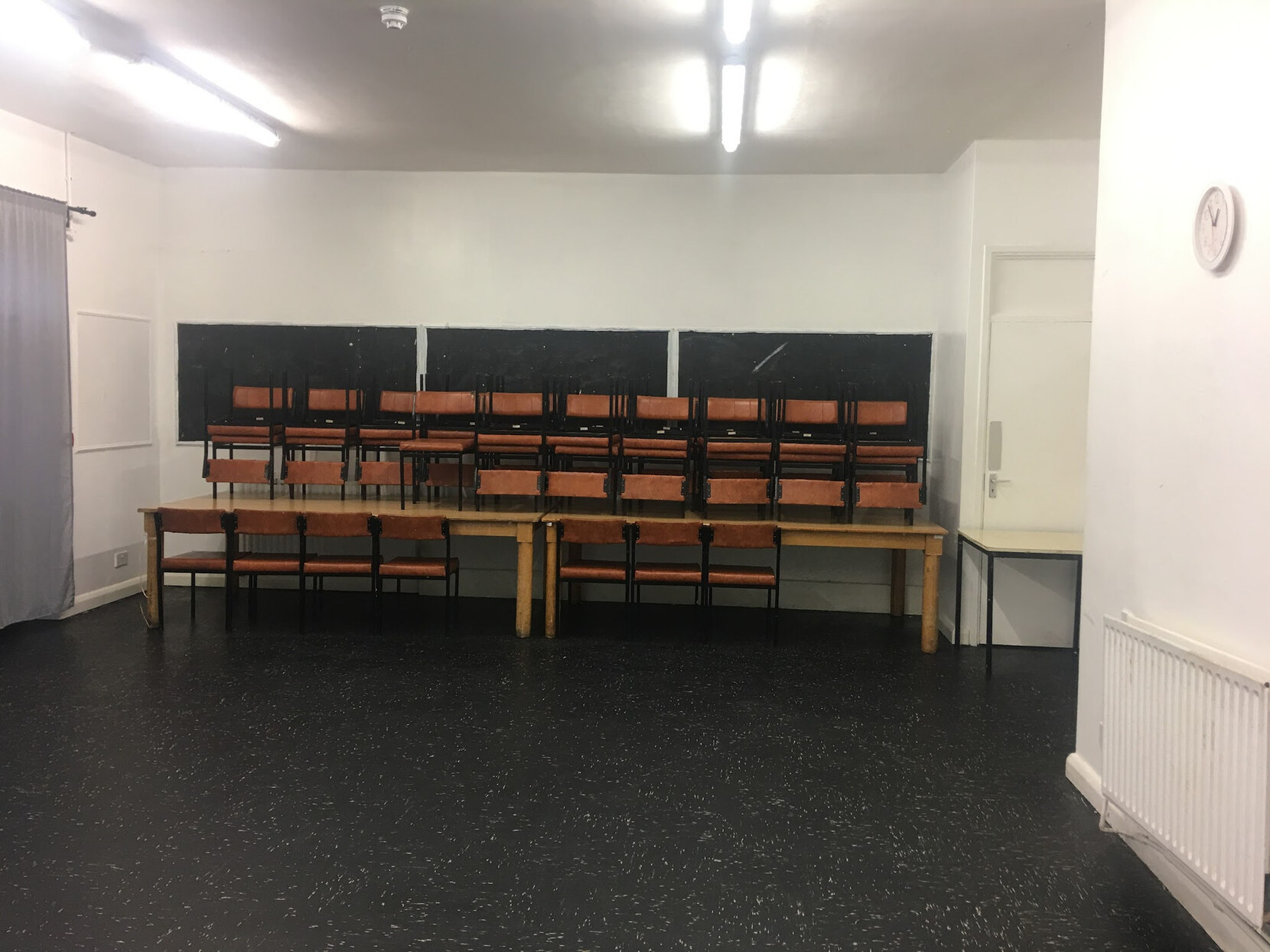 Tables and chairs brought into the main hall