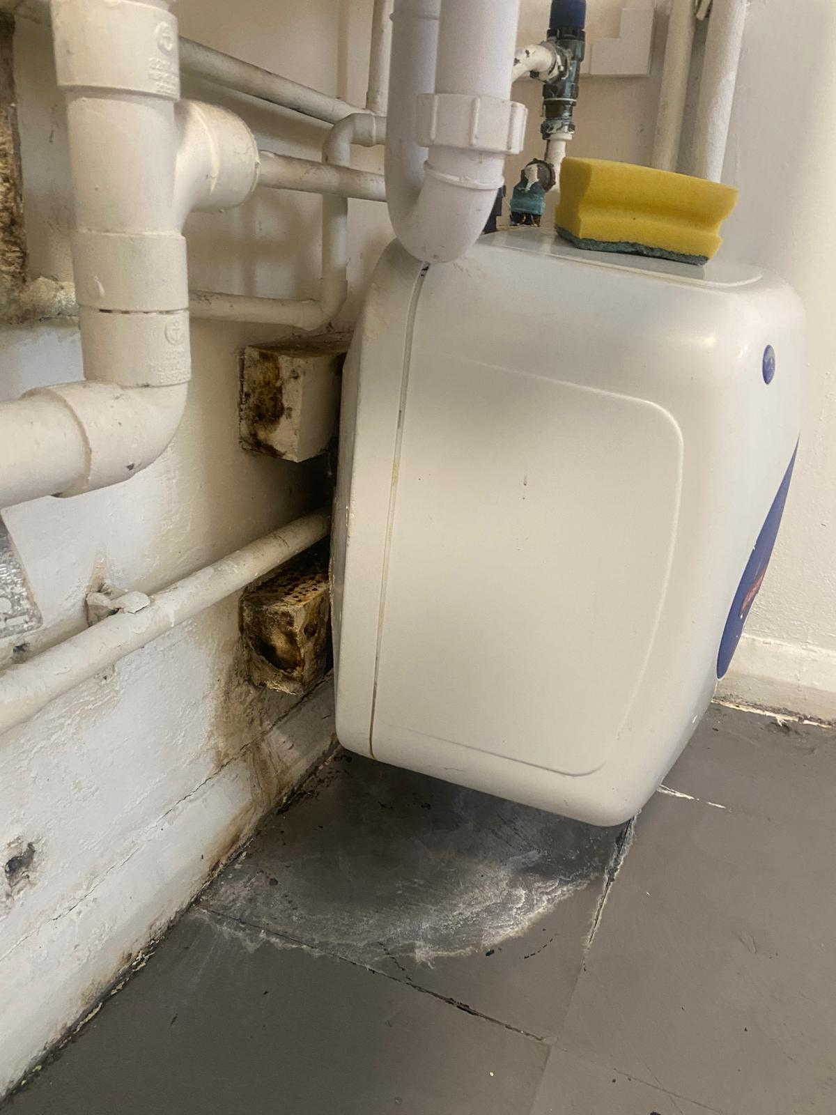 The former hot water arrangement.