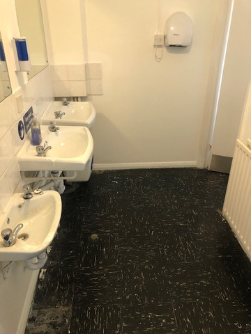 The former basins and floor finish.